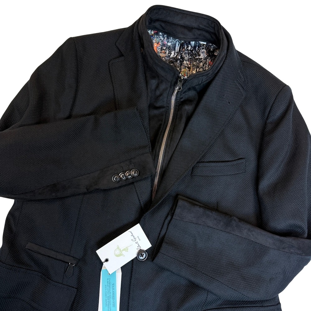 Robert Graham Blazer Mens 42 Black Wool Cashmere Downhill XIV Removable Bib $898